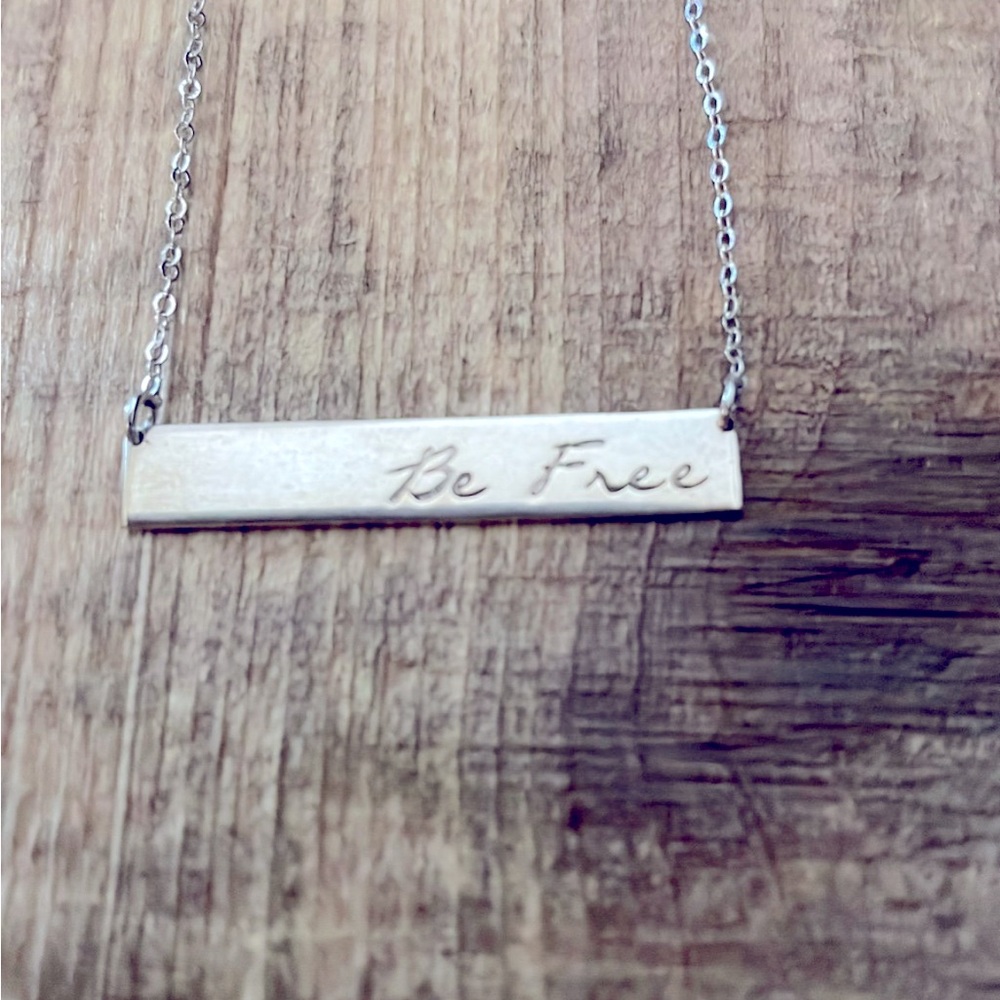 Sterling Silver “Be Free” Bar Necklace